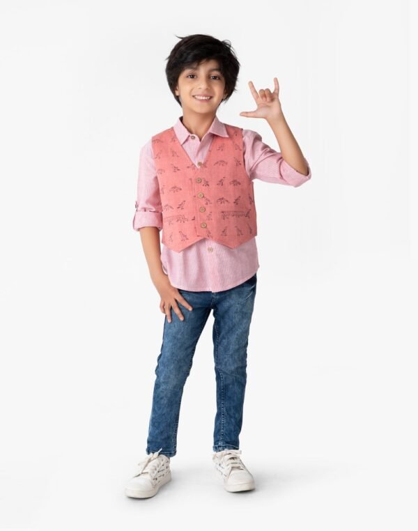 Cotton Hand Block Print Shirt And Jacket Set