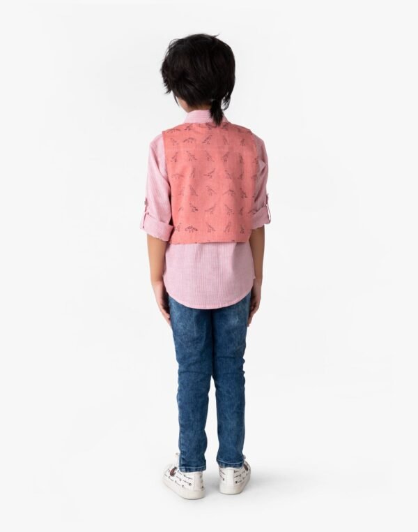 Cotton Hand Block Print Shirt And Jacket Set
