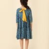Blue Viscose Round Neck Dress